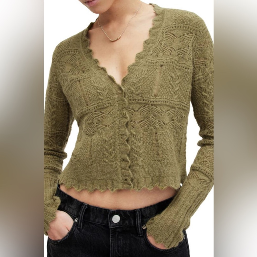 All Saints Vanessa Olive Green Cardigan Size S